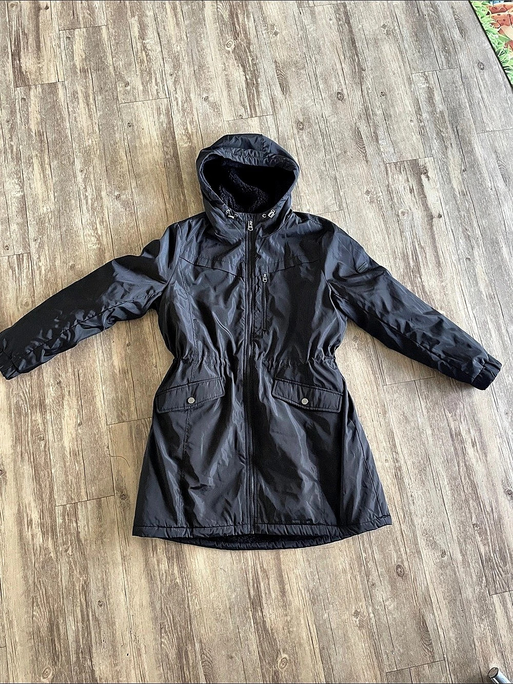 Lucky Brand Black Fur Lined Water Resistant Winter Hooded Parka Jacket